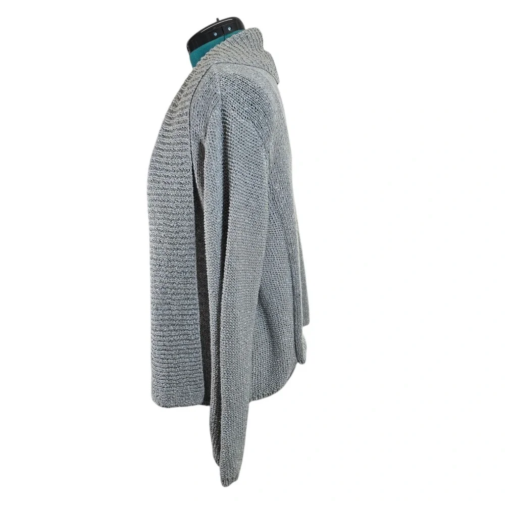 CHICOS Womens Knit Open CARDIGAN Long Sleeve Gray Size‎ 2 (L/12)